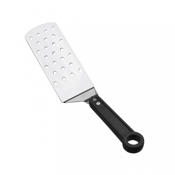 Espátula Perfurada Inox Cabo Preto