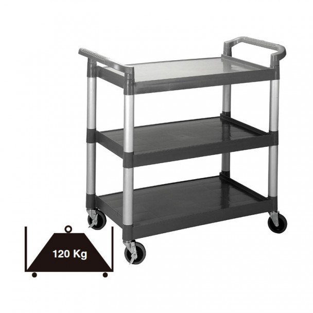 Carro de Serviço 3 Bandejas de Plástico 120 kg