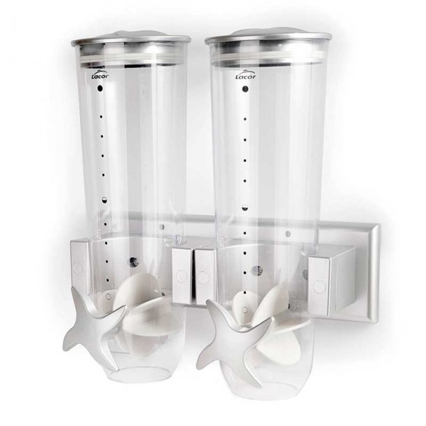 Dispensador duplo de cereais de parede